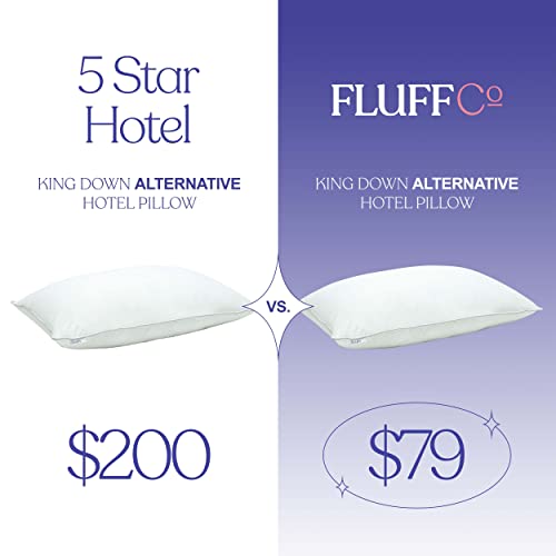 FluffCo Down Alternative King Size Pillows, Pillows for Sleeping, Bed