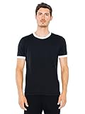 American Apparel Men's Poly-Cotton Short Sleeve Ringer T-Shirt, Black/White, Medium