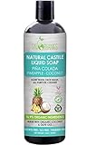 Castile Soap Organic Pina Colada by Sky Organics (16oz), Plant Based Liquid Soap and All Purpose Wash, Vegan & Cruelty-Free, Pineapple-Coconut Essential Oils Natural Body Wash Savon de Marseille