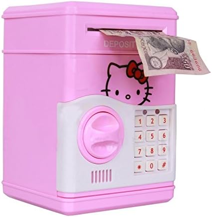 MousePotato Electronic Piggy Bank Password Lock Money Safe for Coins and Notes Collecting (PINK)