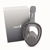 [Upgraded] Snorkel Mask Set for Adults, Full Face Easybreath Anti-Leak Diving Gear with 180° Panoramic Sea View with Anti-Fog Ventilation and Action Camera Mount by Smarssen (Gray, Small)