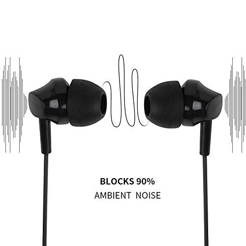 MINISO Unique Earphone with Mic and Controller, in-Ear Noise Cancellation Headphones for Mobile Smartphones (Black)