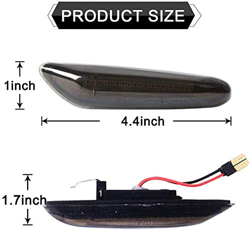 JSBOYAT LED Side Marker Turn Signal Light for BMW E81 E82 E87 E88 E90 E91 E92 E93 E46 E60 E61 X3 E83 X1 E84 Smoked Lens, 2 Pack (Amber)