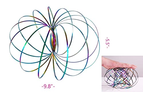 9 Pack Flow Spinner Ring Arm Magic Spring Arm Flow Sculpture Ring Colored Magic Kinetic Spring Interactive Stress Relief Rings Festival Accessories (Colorful)