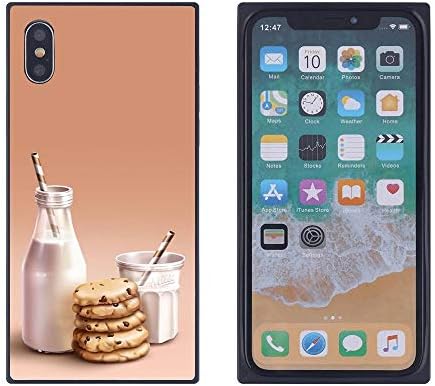 Milk and Cookies iPhone Xs iPhone X Case, Soft Flexible TPU Back Cover Rectangle Case Compatible with iPhone Xs iPhone X (Black)