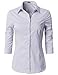 Doublju Womens Slim Fit 3/4 Sleeve Slim Fit Formal Work Wear Simple Shirt Lilac Medium