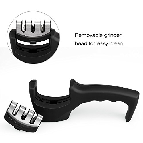 Gelindo 3 Stage Knife Sharpener Ceramic, Coarse and Fine Rubberized