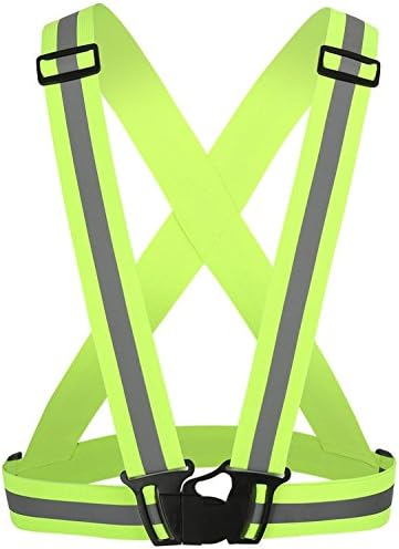 ANGELRY High Elastic and Adjustable Reflective Vest, Safety and Comfort for Walking, Cycling, Running, Motorcycle Safety, High Visibility Neon Green
