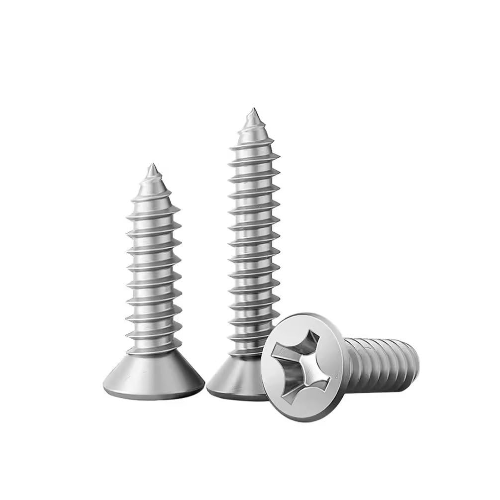 SYDARSYN Stainless Steel Self Tapping Screws Cross Flat Head Countersunk Screws Wood Screws M4x50mm (50 pcs)