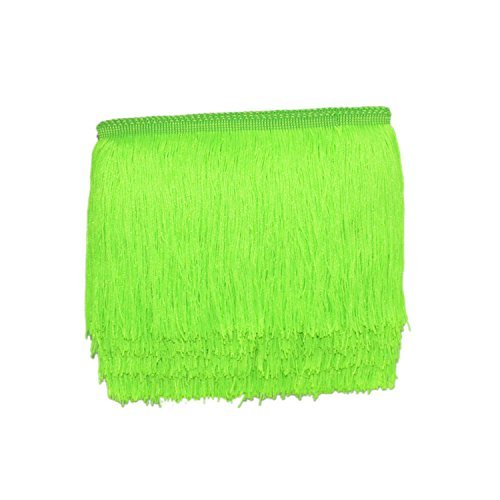 Mangocore 10Yard/Lot 15CM Long Lace Trim Color Polyester Tassel Fringe Trimming For Diy Latin Dress Stage Clothes Accessories (Fluorescent green)