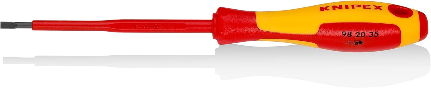 KNIPEX Screwdrivers for Slotted Screws Insulating Multi-Component Handle, VDE-Tested 202 mm, 98 20 35