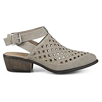 Brinley Co. Womens Faux Leather Open Back Laser Cut Ankle Booties Stone, 9 Regular US