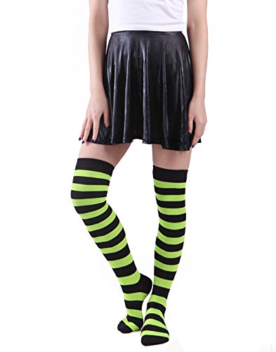image for HDE Women's Extra Long Striped Socks Over Knee High Opaque Stockings (