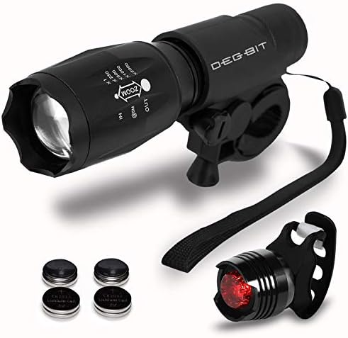 Degbit Bike Light Set, [Update] Bicycle Light Mountain Bike Light, Super bright waterproof Cree Led Cycle Lights Rechargeable, Easy Mount Super Bright Front Light Headlight & Back Tail Light