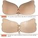 Rosmax Backless Strapless Bra, Self Adhesive Sticky Silicone, Beige, Size E Cup