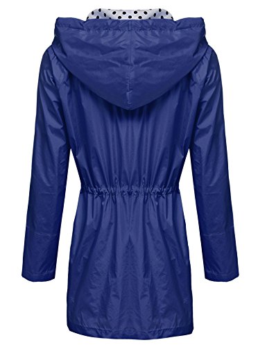 Unibelle Waterproof Lightweight Rain Jacket Active Outdoor Hooded Raincoat for Women, Navy Blue, X-Large