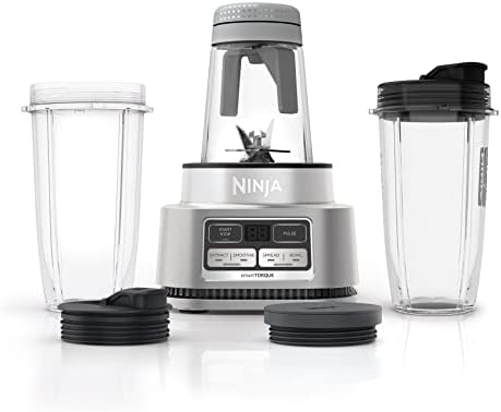 Ninja SS101 Foodi Smoothie Maker & Nutrient Extractor* 1200 WP, 6 Functions Smoothies, Extractions*, Spreads, smartTORQUE, 14-oz. Smoothie Maker, (2) To-Go Cups & Lids, Silver