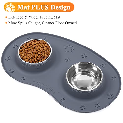 VIVAGLORY Dog Bowls Stainless Steel Food Water Bowl with Wider Non Skid