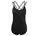 TiaoBug Women's Spaghetti Straps Ballet Dance Camisole Criss Cross Leotard Gymnastic Bodysuit Tops Black Large