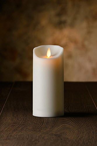 Veraflame 6"H Oblique Edge LED Moving Wick Candle, Ivory