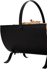 Unibos Oval Log Holder Firewood Rack Steel Indoor Outdoor Black view 7