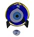 Gold Plating Handmade Evil Eye Greek Turkish Jewish - Christian ornament Home Decor Glass Charm Decorative Ornament for Good Luck, Success and Protection (3.5 inch)
