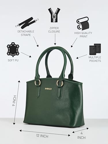 Fargo Valiant Handbag for Women | Premium Vegan Leather with RFID Pockets, YKK Zip Closure, Stylish Everyday Office & Casual Bag | Functional, Elegant & Made in India (Green) 3