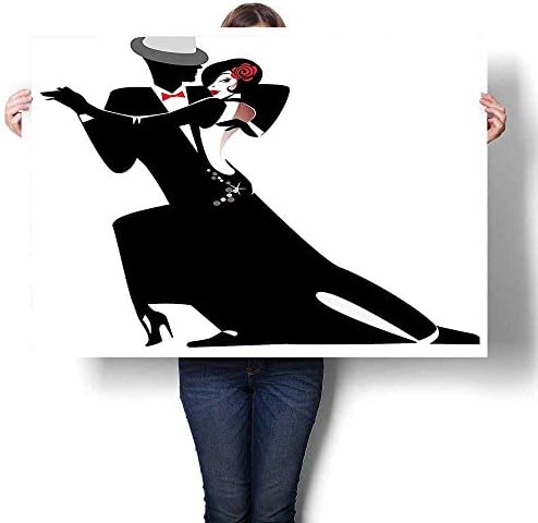 SCOCICI1588 Wall Art Canvas Prints,Man and Woman Partners Romantic Dance Tango Waltz Lovers in Rhythmic Music Art Oil Painting,Print Paintings for Home Wall Office Decor,28" W x 16" L(Frameless)