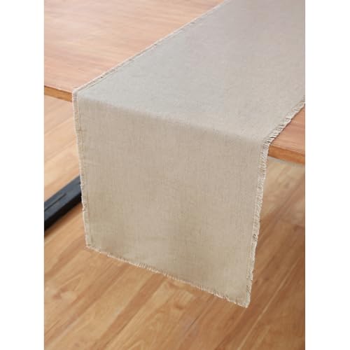 Solino Home Linen Natural Table Runner 90 Inches Long - Fringe, 100% Pure Linen 14 x 90 Inch Table Runner for Holiday, New Year — image 1