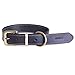 Moonpet Soft Real Genuine Leather Dog Collar - ID Tag Name Plate D-Ring - Heavy Duty for Small Medium Large Dogs Safety - Great for Running Walking Training - Black 16.5-20.5