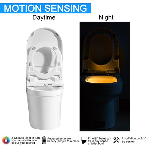 Domini Toilet Night Light Bowl 8-Color Led Sensor Motion-activated Bathroom Toilet Light for Kids Potty Training 1 Pack,Automatic Work In Darkness Only Tools & Home Improvement, Lighting & Ceiling Fans, Wall Lights, Night Lights