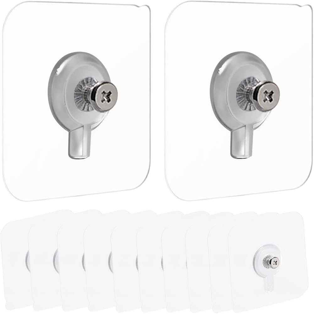 RIZUMONLY 12 Pcs Self Adhesive Wall Hooks Strong Transparent Non-Trace Picture