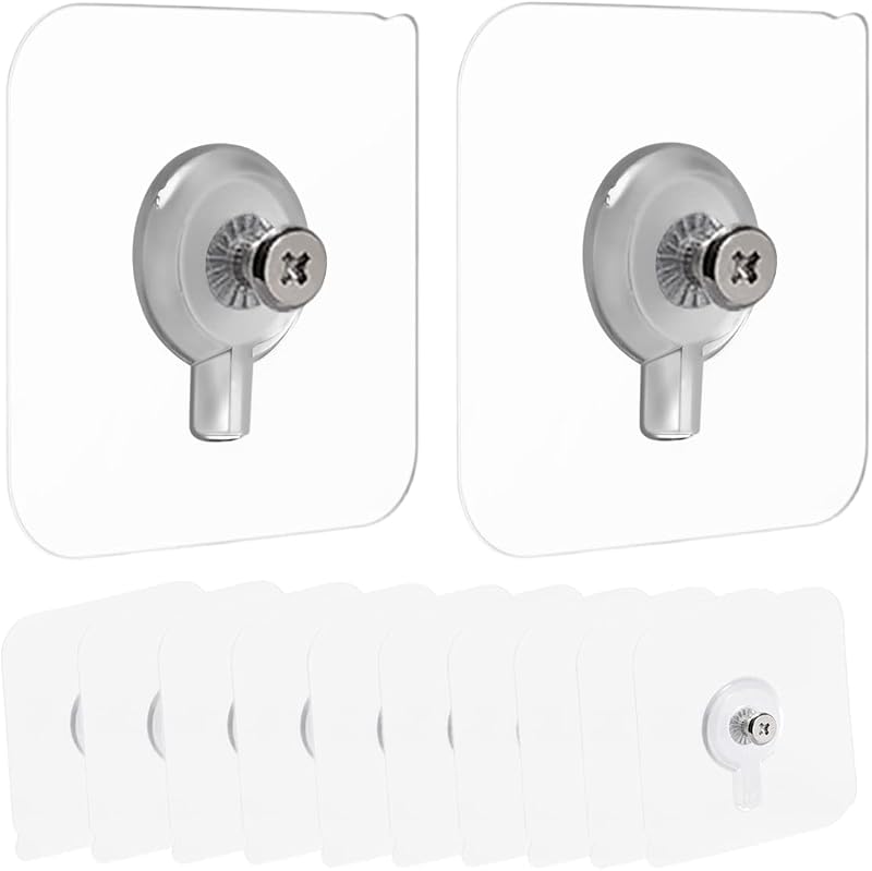 RIZUMONLY 12 Pcs Self Adhesive Wall Hooks Strong Transparent Non-Trace Picture