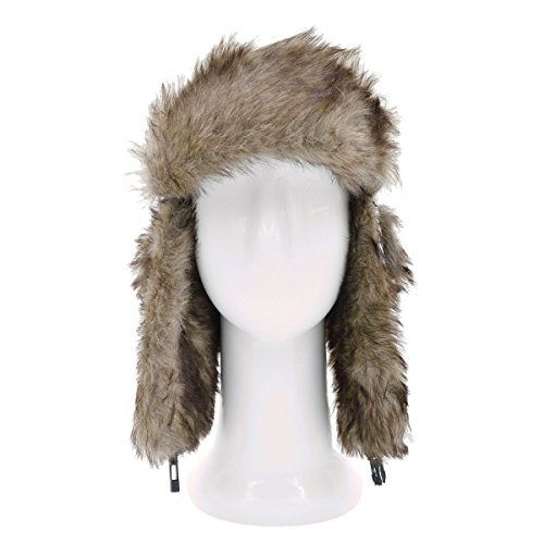 Winter Houndstooth Faux Fur Trapper Ski Snowboard Hunter Hat, Black/White