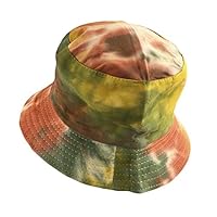 DesertCreations Bucket Hat, Colored Gradient Tie Dye Double Sided Fashion Fisherman Hat Cotton for Hiking Fishing Gardening(Green)