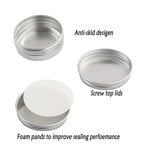 Wobe 40 Pack 1 oz Aluminum Round Tin Cans Screw Top Lip Balm Tin Containers Bottle with Screw Thread Lid Metal 30ml for Store Spices Candies Tea Pills Crafts Gift Giving - Thumbnail 2