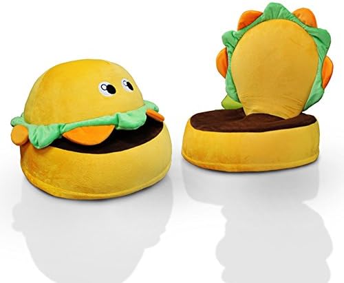 Folding Chairs For Kids - Plush Microfiber Themed Kids Folding Chair - Foam Cushion Toddler Playroom Seat - Colorful (Burger)