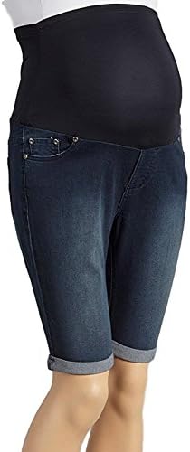Rumor Has It Maternity Over The Belly Cuffed Bermuda Cropped Jeans Shorts (Small, Medium)