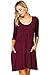 Annabelle Women's 3/4 Sleeve Empire Waist A Line Babydoll Pocket Swing Dress