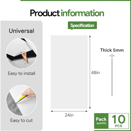 2ft x 4ft Smooth White Ceiling Tiles for Suspended Ceiling Grid, Waterproof, Fire-Rated and Reusable Drop Ceiling Tile - Box of 10 (80 sq. ft.)