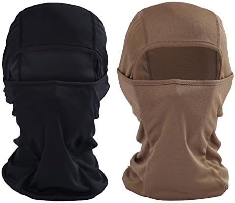 UwantC 2Pack Balaclava Motorcycle Tactical Skiing Face Mask Windproof Winter Hat,Black and Desert