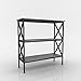 eHomeProducts Weathered Grey Oak Finish 3-Tier Metal X-Design Bookcase Bookshelf Console Sofa Table