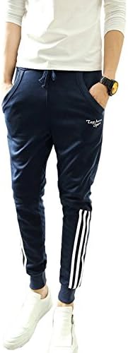 Men's Casual Slim Fit Jogging Harem Pants Drop Crotch Sports Trousers PT006 (XX-Large, Navy(Short Strip))