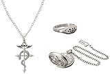 OliaDesign Fullmetal Alchemist Anime Pocket Watch, Necklace & Ring
