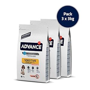 Advance Advance Sensitive Medium-Maxi – Pienso Para Perros De Razas Medianas Y Grandes Con Sensibilidades Digestivas Con Salmón Y Arroz – Pack De 3 X 3 – Total 9 Kg 9000 g
