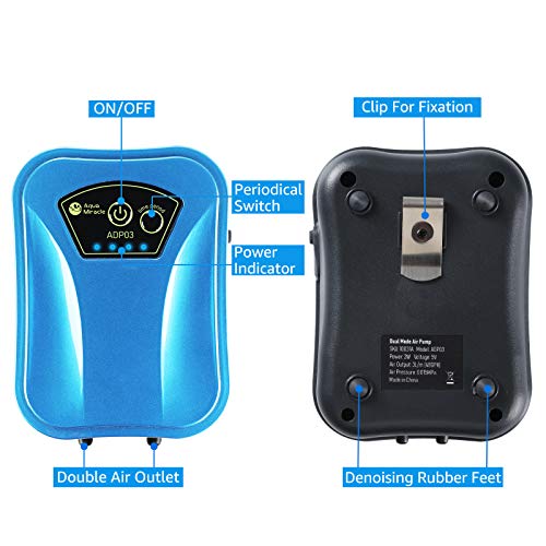 AquaMiracle Lithium Battery Powered Portable Aquarium Air Pump, USB
