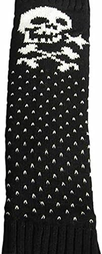 RICCOS (TM) Women's Fashion Winter Crochet Kintted Warm Thigh Boot Sockings Long Leg Leggings with Skull pattern (Black)