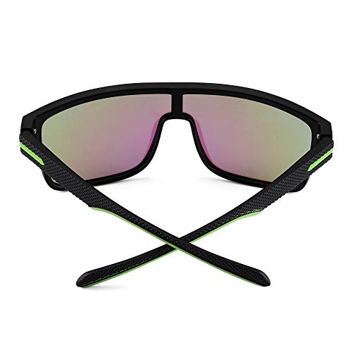 JIM HALO Men's Polarized Shield Sunglasses Oversized Flat Top Square