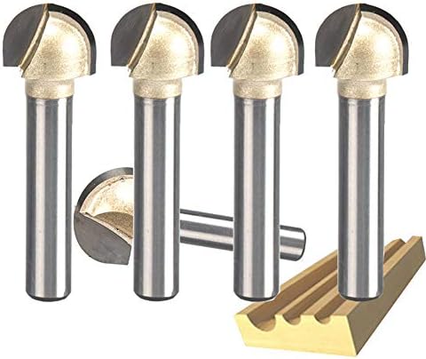 HUHAO Router Bit 1/4 Shank Surface Tungsten Steel Tipped 1/2 Cutting Diameter Round Nose Tools for Woodworking 5PCS