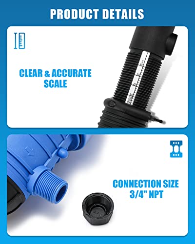 NEWTRY 0.4% ~ 4% Fertilizer Dispenser, Chemical Fertilizer Injector, Fertilizer Injector Adjustable Water Dispenser Liquid Chemical Doser 4.4~660.43 Gallons/H